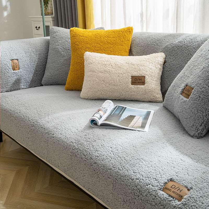 Ultrablødt sofaovertræk i lammecashmere – plys-effekt og skridsikkert 